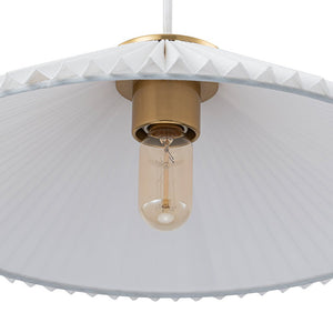 LightFixturesUSA - Oversized Pleated White Linen Shallow Cone Pendant Light - Ceiling Light - 25 in. - 
