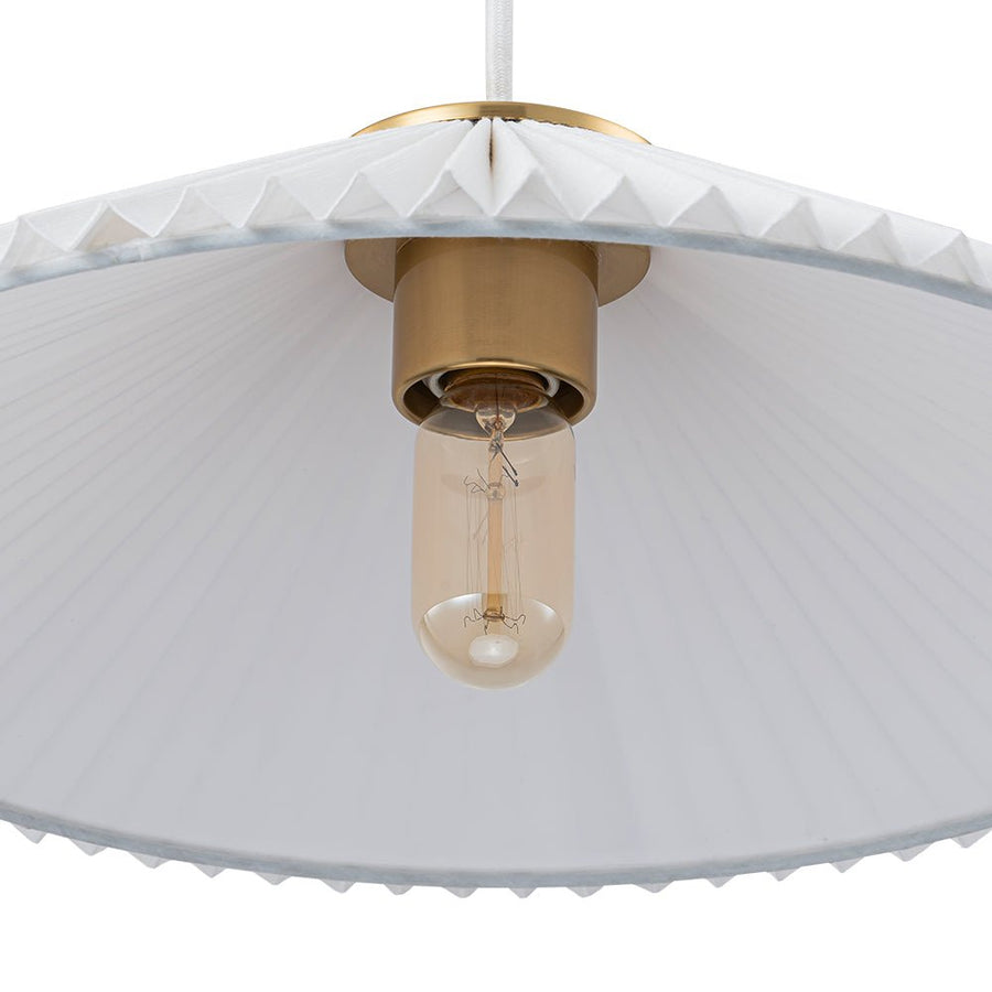 LightFixturesUSA - Oversized Pleated White Linen Shallow Cone Pendant Light - Ceiling Light - 25 in. - 