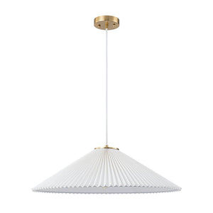 LightFixturesUSA - Oversized Pleated White Linen Shallow Cone Pendant Light - Ceiling Light - 25 in. - 