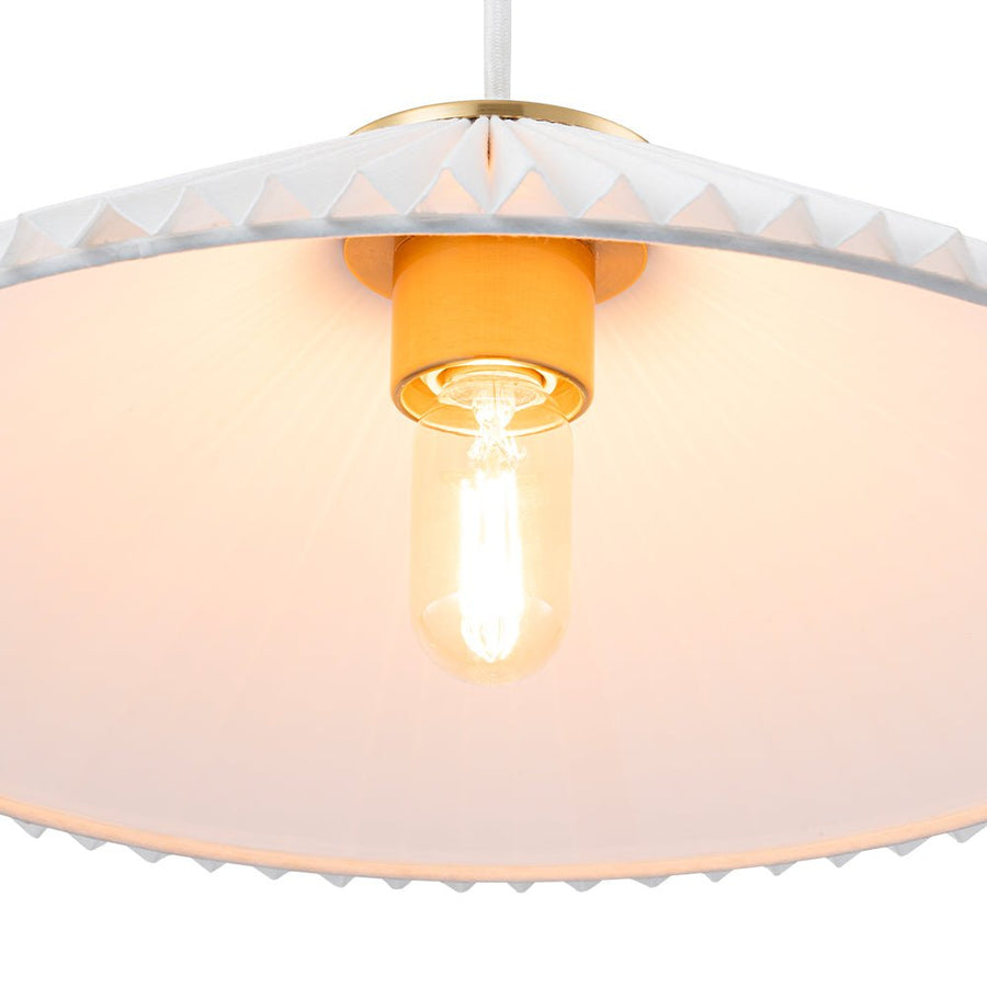 LightFixturesUSA - Oversized Pleated White Linen Shallow Cone Pendant Light - Ceiling Light - 25 in. - 