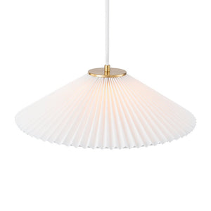 LightFixturesUSA - Oversized Pleated White Linen Shallow Cone Pendant Light - Ceiling Light - 25 in. - 