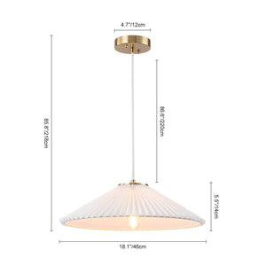 LightFixturesUSA - Oversized Pleated White Linen Shallow Cone Pendant Light - Ceiling Light - 25 in. - 