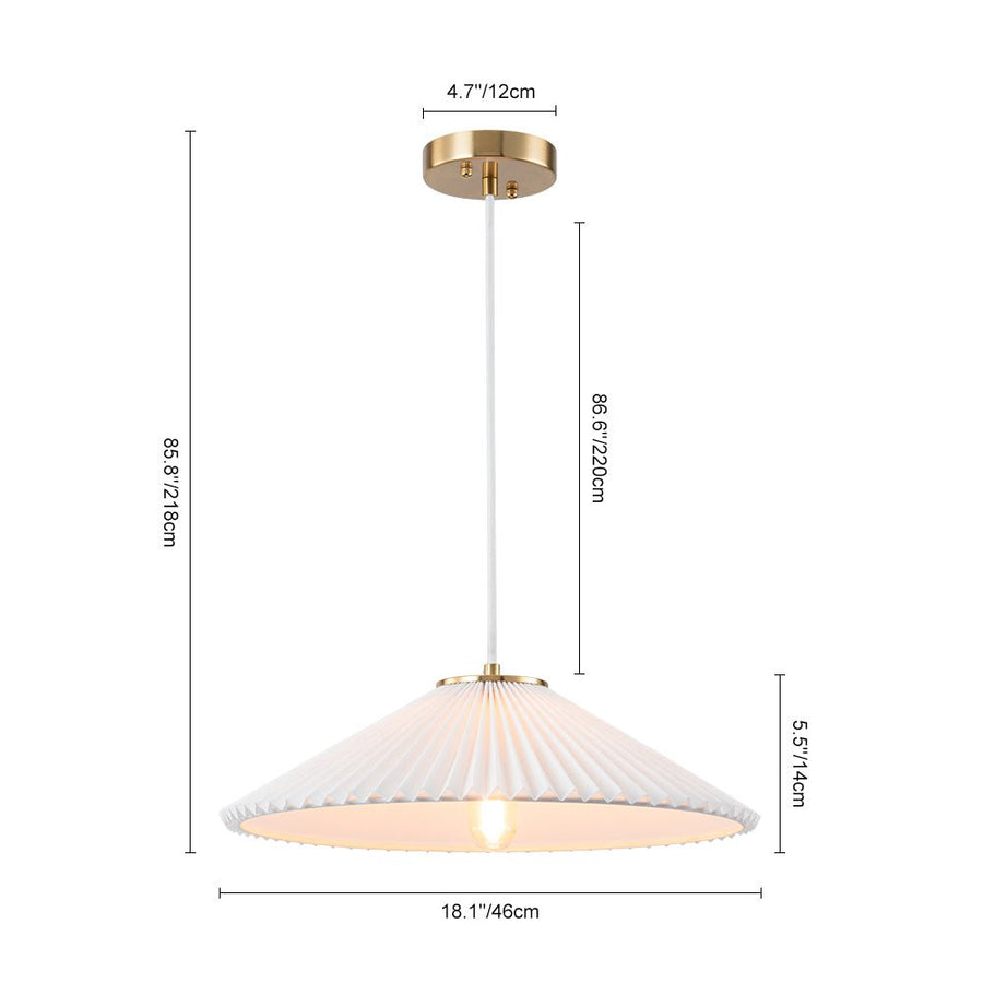 LightFixturesUSA - Oversized Pleated White Linen Shallow Cone Pendant Light - Ceiling Light - 25 in. - 