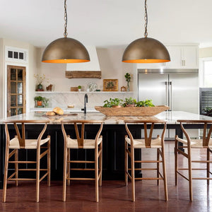 LightFixturesUSA - Oversized Vintage Bronze Metal Dome Pendant Light - Chandelier - 15 in. - 