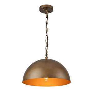 LightFixturesUSA - Oversized Vintage Bronze Metal Dome Pendant Light - Chandelier - 15 in. - 