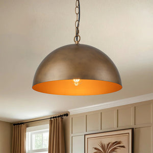 LightFixturesUSA - Oversized Vintage Bronze Metal Dome Pendant Light - Chandelier - 15 in. - 