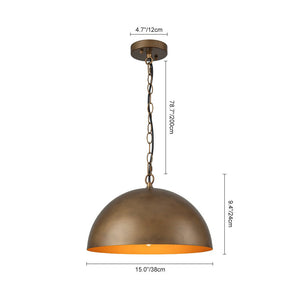 LightFixturesUSA - Oversized Vintage Bronze Metal Dome Pendant Light - Chandelier - 23 in. - 