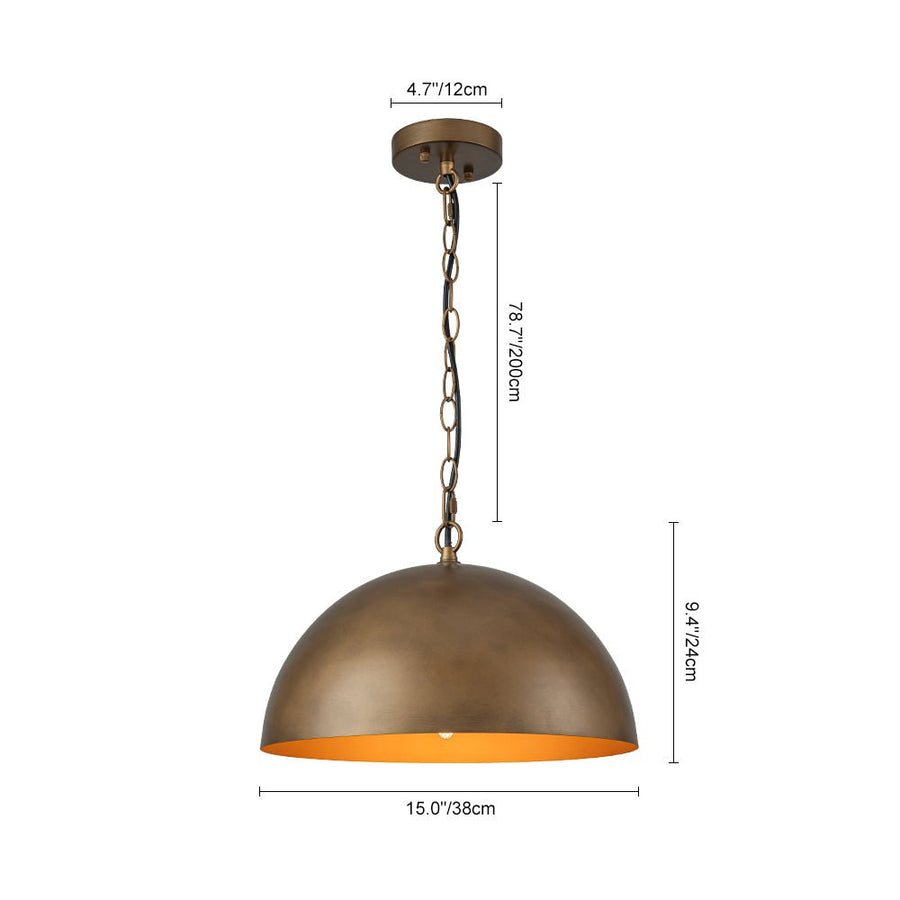 LightFixturesUSA - Oversized Vintage Bronze Metal Dome Pendant Light - Chandelier - 23 in. - 
