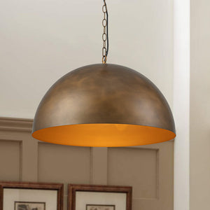 LightFixturesUSA - Oversized Vintage Bronze Metal Dome Pendant Light - Chandelier - 23 in. - 