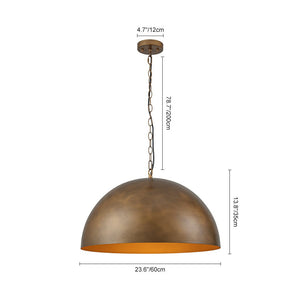 LightFixturesUSA - Oversized Vintage Bronze Metal Dome Pendant Light - Chandelier - 23 in. - 