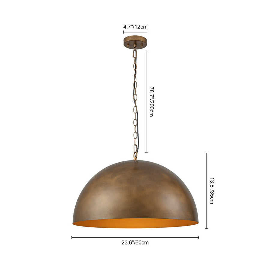 LightFixturesUSA - Oversized Vintage Bronze Metal Dome Pendant Light - Chandelier - 23 in. - 