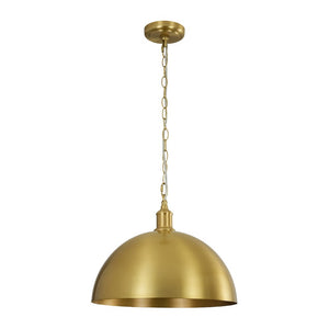 LightFixturesUSA - Oversized Vintage Luxe Brass Wide Iron Dome Pendant - Pendant Light - 15.7 in. - 