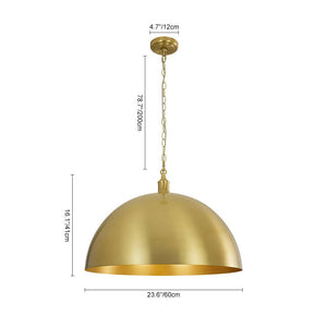 LightFixturesUSA - Oversized Vintage Luxe Brass Wide Iron Dome Pendant - Pendant Light - 15.7 in. - 
