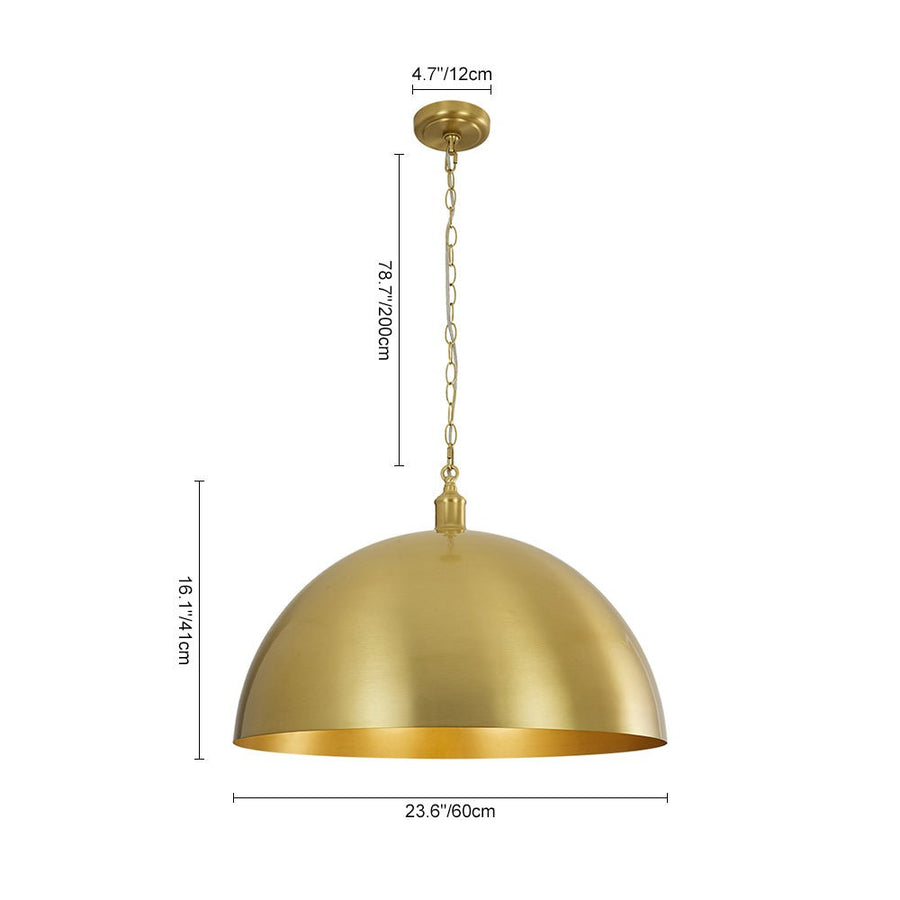 LightFixturesUSA - Oversized Vintage Luxe Brass Wide Iron Dome Pendant - Pendant Light - 15.7 in. - 
