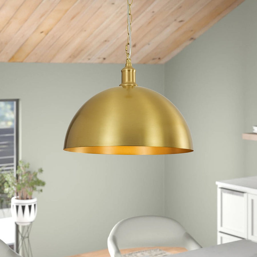 LightFixturesUSA - Oversized Vintage Luxe Brass Wide Iron Dome Pendant - Pendant Light - 15.7 in. - 