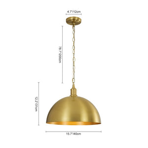 LightFixturesUSA - Oversized Vintage Luxe Brass Wide Iron Dome Pendant - Pendant Light - 15.7 in. - 