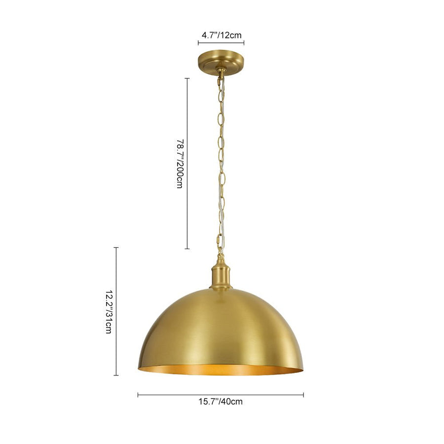 LightFixturesUSA - Oversized Vintage Luxe Brass Wide Iron Dome Pendant - Pendant Light - 15.7 in. - 