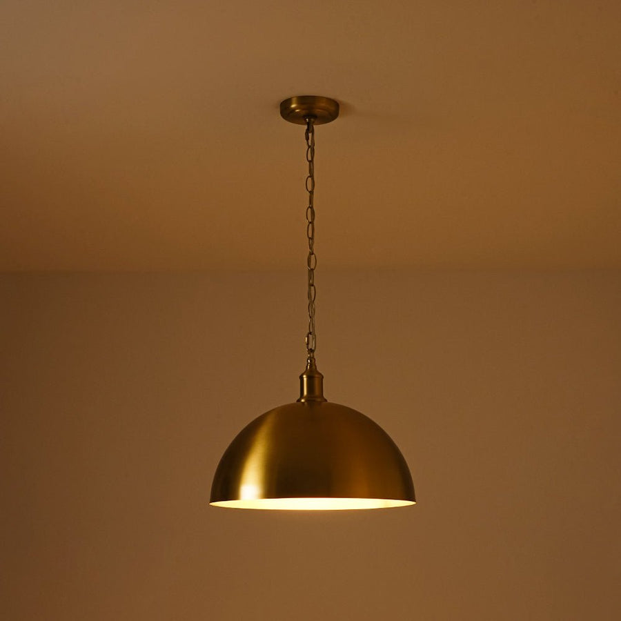 LightFixturesUSA - Oversized Vintage Luxe Brass Wide Iron Dome Pendant - Pendant Light - 15.7 in. - 