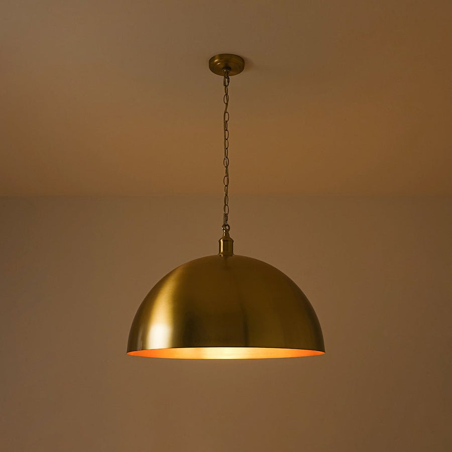 LightFixturesUSA - Oversized Vintage Luxe Brass Wide Iron Dome Pendant - Pendant Light - 15.7 in. - 