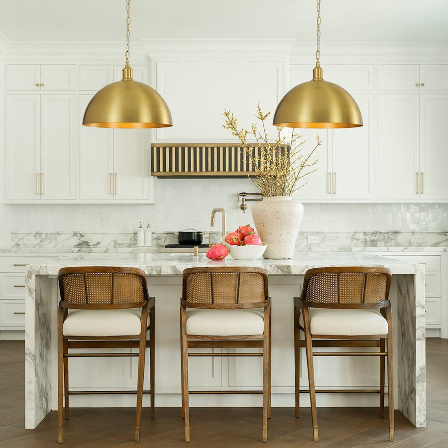 LightFixturesUSA - Oversized Vintage Luxe Brass Wide Iron Dome Pendant - Pendant Light - 23.6 in. - 