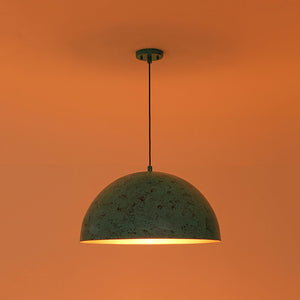 LightFixturesUSA - Oxidized Copper Verdigris Turquoise Metal Dome Pendant - Pendant Light - 23.6 in - 
