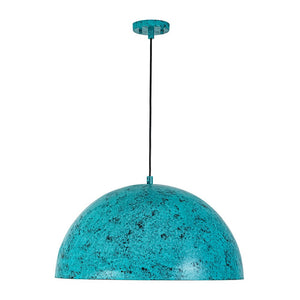 LightFixturesUSA - Oxidized Copper Verdigris Turquoise Metal Dome Pendant - Pendant Light - 23.6 in - 