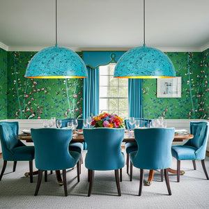 LightFixturesUSA - Oxidized Copper Verdigris Turquoise Metal Dome Pendant - Pendant Light - 23.6 in - 