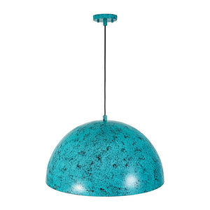 LightFixturesUSA - Oxidized Copper Verdigris Turquoise Metal Dome Pendant - Pendant Light - 23.6 in - 