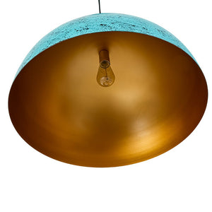 LightFixturesUSA - Oxidized Copper Verdigris Turquoise Metal Dome Pendant - Pendant Light - 23.6 in - 