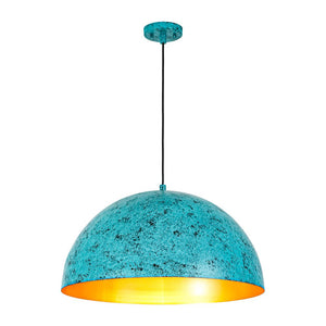 LightFixturesUSA - Oxidized Copper Verdigris Turquoise Metal Dome Pendant - Pendant Light - 23.6 in - 