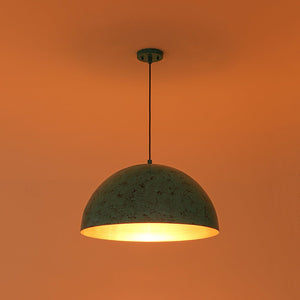 LightFixturesUSA - Oxidized Copper Verdigris Turquoise Metal Dome Pendant - Pendant Light - 23.6 in - 