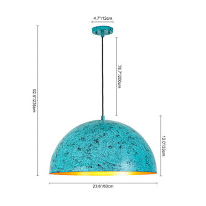 LightFixturesUSA - Oxidized Copper Verdigris Turquoise Metal Dome Pendant - Pendant Light - 23.6 in - 