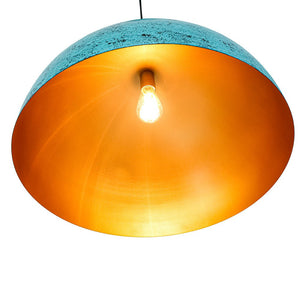 LightFixturesUSA - Oxidized Copper Verdigris Turquoise Metal Dome Pendant - Pendant Light - 23.6 in - 