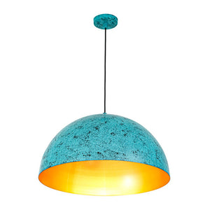 LightFixturesUSA - Oxidized Copper Verdigris Turquoise Metal Dome Pendant - Pendant Light - 23.6 in - 