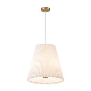 LightFixturesUSA - Pleated White Linen Conical Drum Cage Pendant Light - Ceiling Light - 17.7 in - 