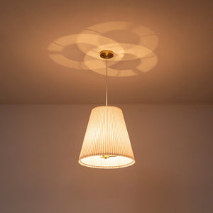 LightFixturesUSA - Pleated White Linen Conical Drum Cage Pendant Light - Ceiling Light - 17.7 in - 