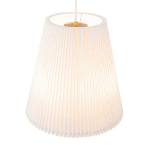 LightFixturesUSA - Pleated White Linen Conical Drum Cage Pendant Light - Ceiling Light - 17.7 in - 