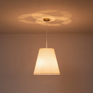 LightFixturesUSA - Pleated White Linen Conical Drum Cage Pendant Light - Ceiling Light - 17.7 in - 
