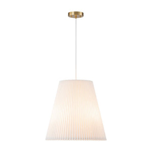 LightFixturesUSA - Pleated White Linen Conical Drum Cage Pendant Light - Ceiling Light - 17.7 in - 