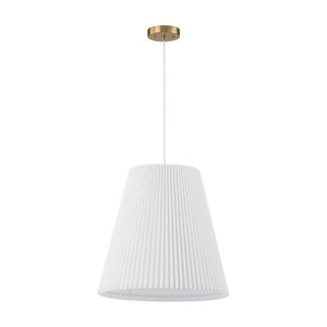 LightFixturesUSA - Pleated White Linen Conical Drum Cage Pendant Light - Ceiling Light - 17.7 in - 