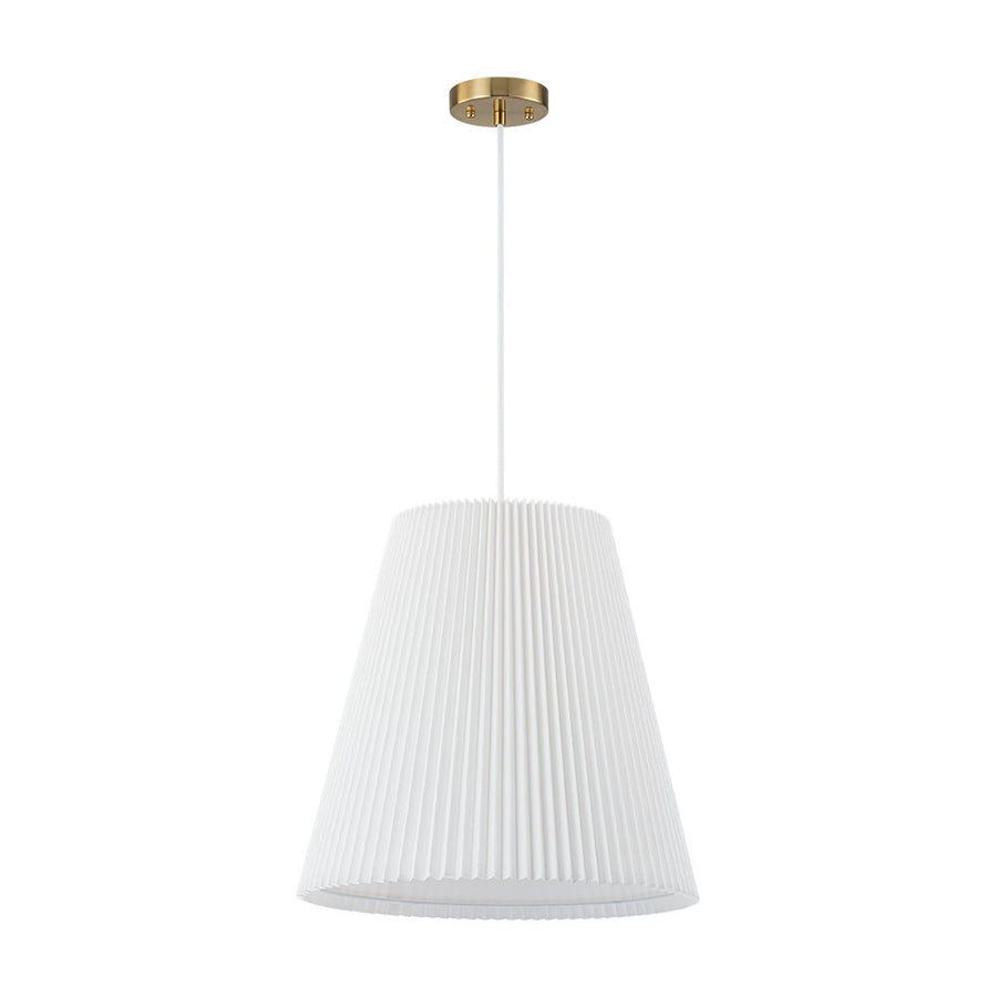 LightFixturesUSA - Pleated White Linen Conical Drum Cage Pendant Light - Ceiling Light - 17.7 in - 