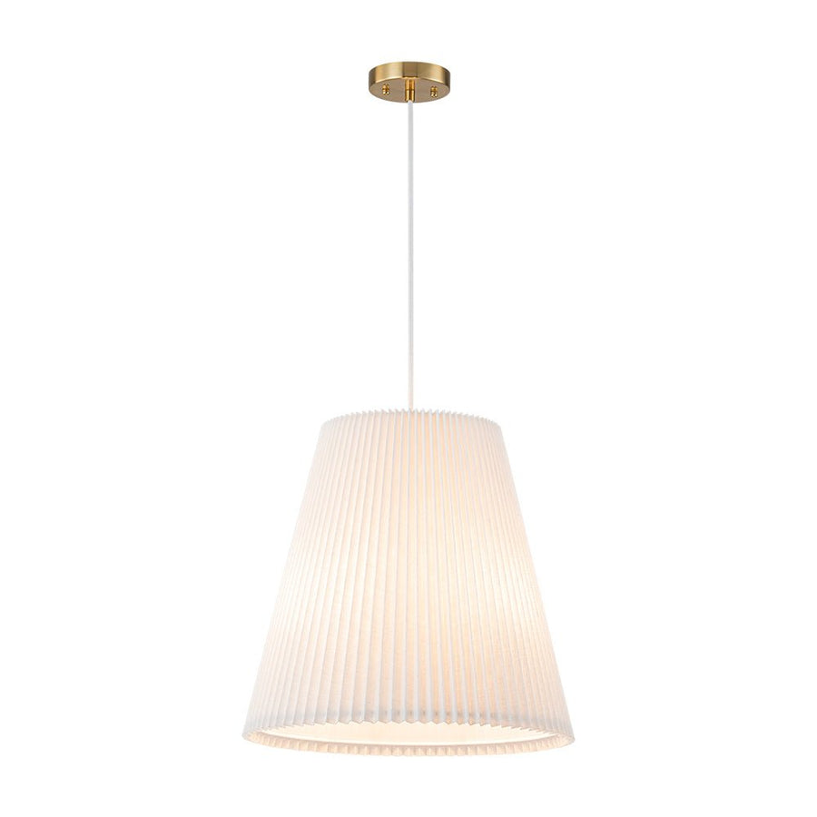 LightFixturesUSA - Pleated White Linen Conical Drum Cage Pendant Light - Ceiling Light - 17.7 in - 