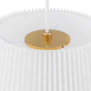 LightFixturesUSA - Pleated White Linen Conical Drum Cage Pendant Light - Ceiling Light - 17.7 in - 