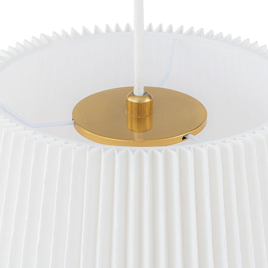 LightFixturesUSA - Pleated White Linen Conical Drum Cage Pendant Light - Ceiling Light - 17.7 in - 