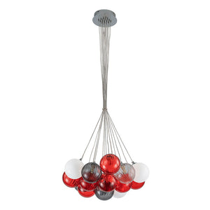 LightFixturesUSA - Pop Art Red Orange Hue Cluster Glass Globe Bubble Chandelier - Chandelier - 16 - Lt - 