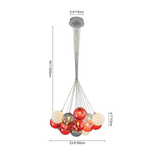 LightFixturesUSA - Pop Art Red Orange Hue Cluster Glass Globe Bubble Chandelier - Chandelier - 16 - Lt - 