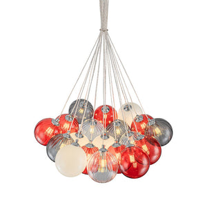 LightFixturesUSA - Pop Art Red Orange Hue Cluster Glass Globe Bubble Chandelier - Chandelier - 16 - Lt - 