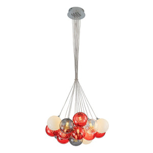LightFixturesUSA - Pop Art Red Orange Hue Cluster Glass Globe Bubble Chandelier - Chandelier - 16 - Lt - 