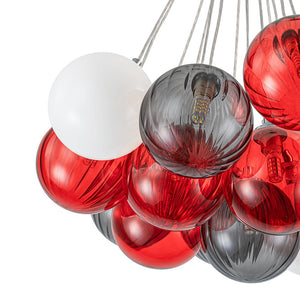 LightFixturesUSA - Pop Art Red Orange Hue Cluster Glass Globe Bubble Chandelier - Chandelier - 16 - Lt - 