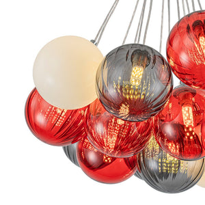 LightFixturesUSA - Pop Art Red Orange Hue Cluster Glass Globe Bubble Chandelier - Chandelier - 16 - Lt - 